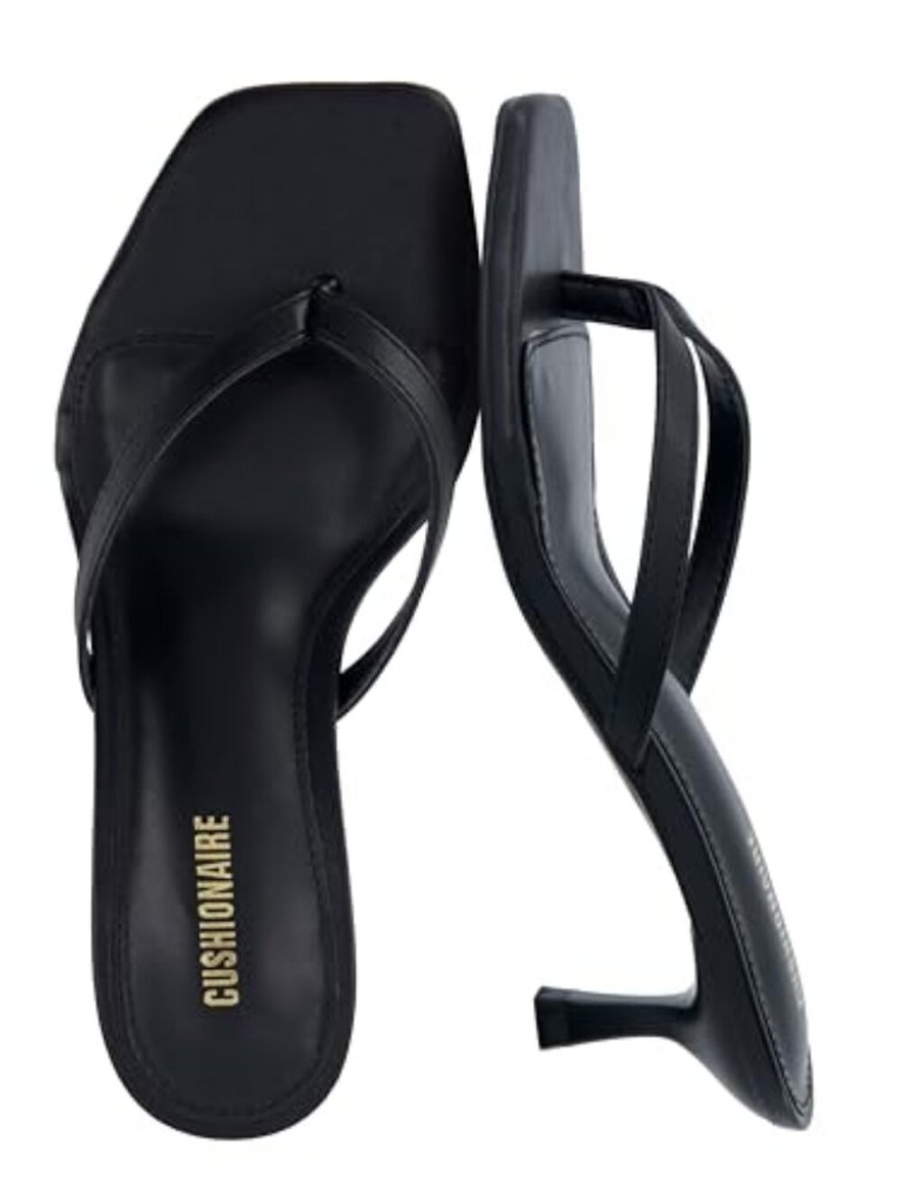 Kitten Heels for Women, Thong Flip Flop Heeled Sandals with Memory Foam, Slip On